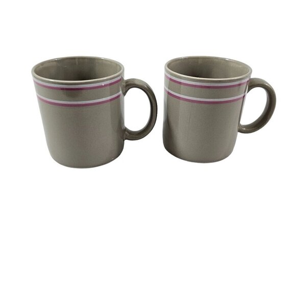 Vintage 1980’s JMP Japan Chromatics Gray 11 Oz Stoneware Mugs Cups – Set of 2 - Picture 1 of 16